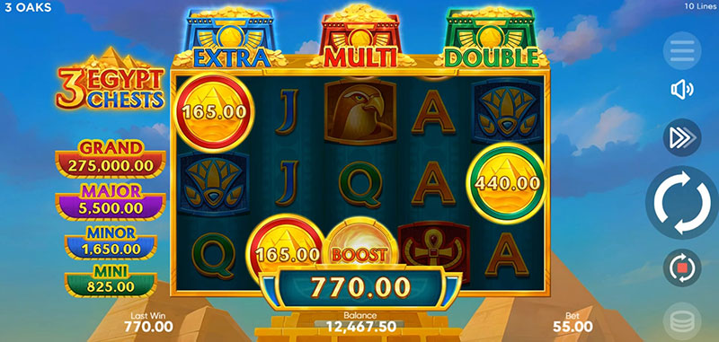 3 Oaks 3 Egypt Chests Slot - Boost Feature