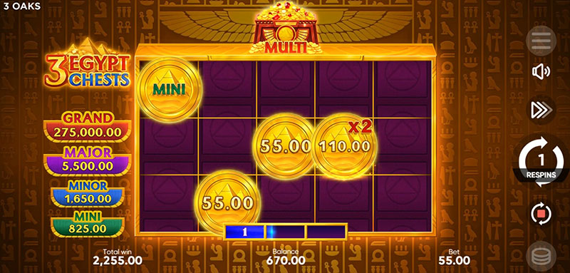 3 Oaks 3 Egypt Chests Slot - 3 Respin