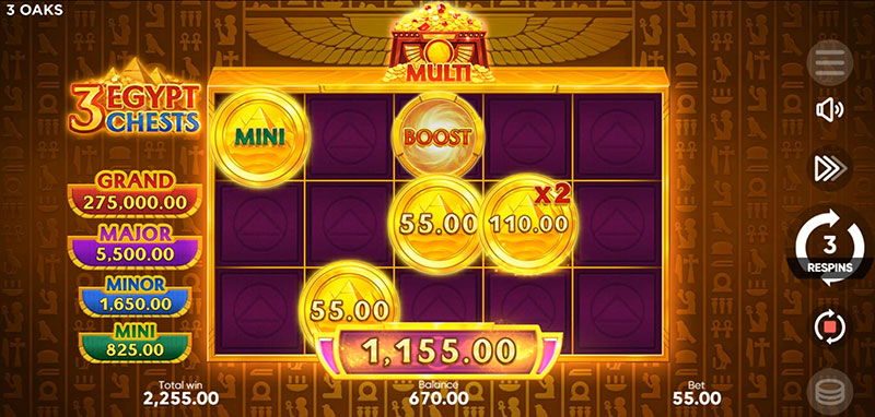 3 Oaks 3 Egypt Chests Slot - Boost Feature