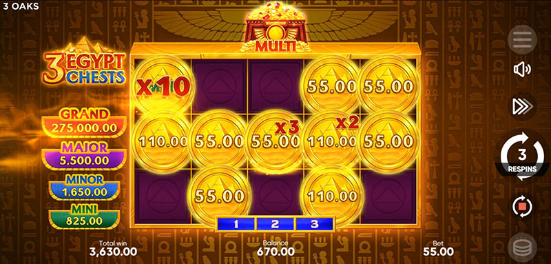 3 Oaks 3 Egypt Chests Slot - Random Multiplier