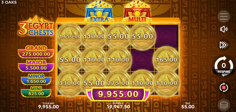 3 Oaks 3 Egypt Chests Slot - Total Bonus