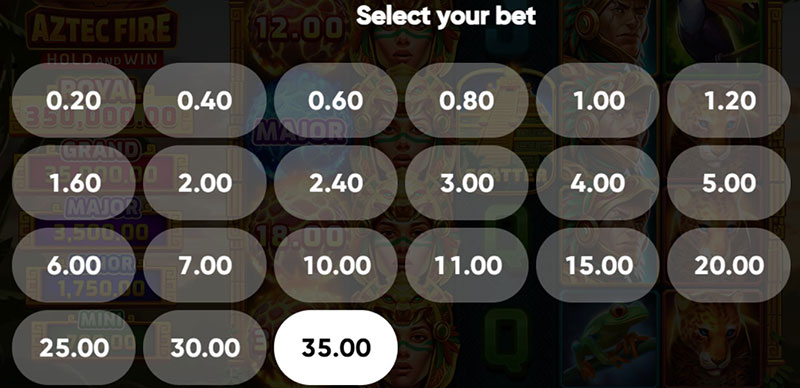 3 Oaks Aztec Fire Slot - Betting Option