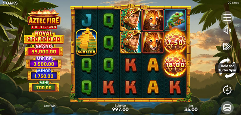 3 Oaks Aztec Fire Slot - Jackpot
