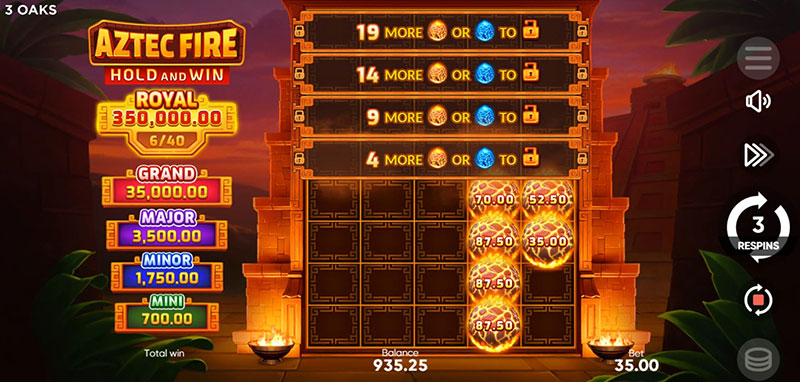 3 Oaks Aztec Fire Slot - Only Bonus Symbols
