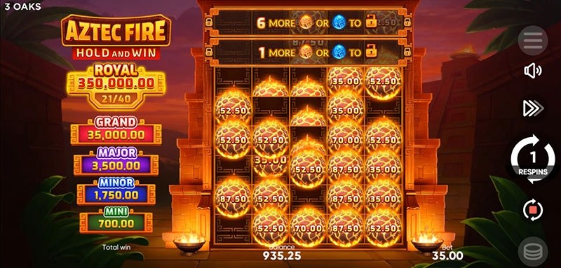 3 Oaks Aztec Fire Slot - Respin 3