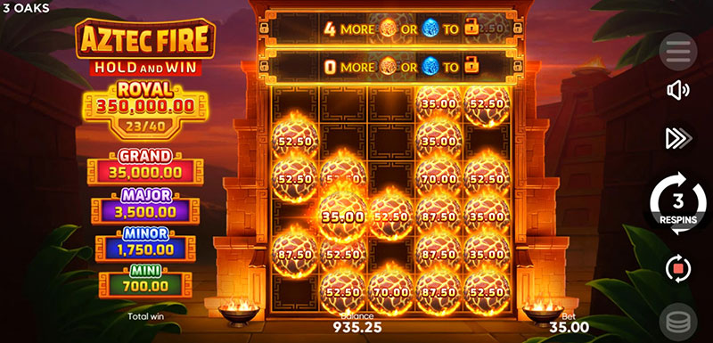 3 Oaks Aztec Fire Slot - Respin 3 Reset