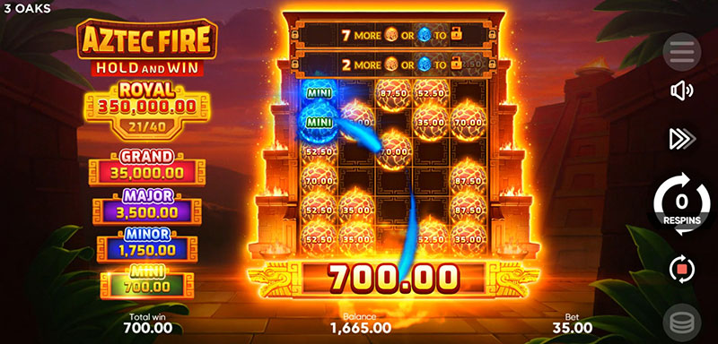 3 Oaks Aztec Fire Slot - Blue Bonus Symbol