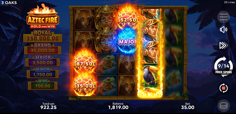 3 Oaks Aztec Fire Slot - Trigger Bonus Game