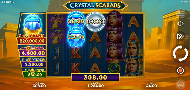 3 Oaks Crystal Scarabs Slot - Boost Feature