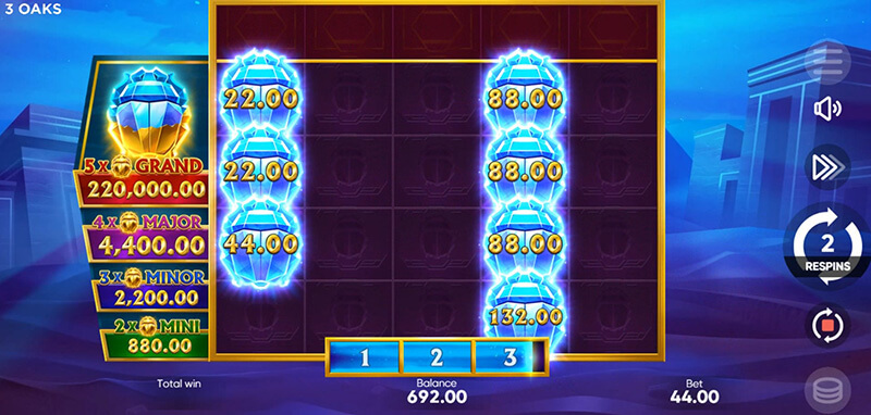 3 Oaks Crystal Scarabs Slot - Only Blue or Gold Bonus and Boost Symbols Appear