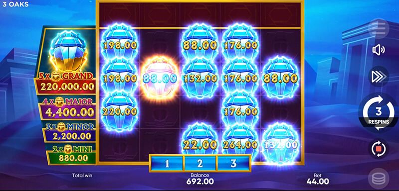 3 Oaks Crystal Scarabs Slot - Respin 3 Reset