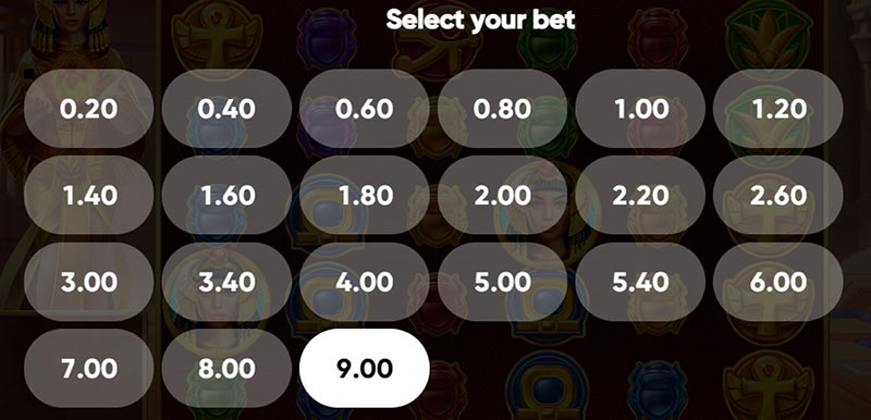 3 Oaks Goddess of Egypt Slot - Betting Option