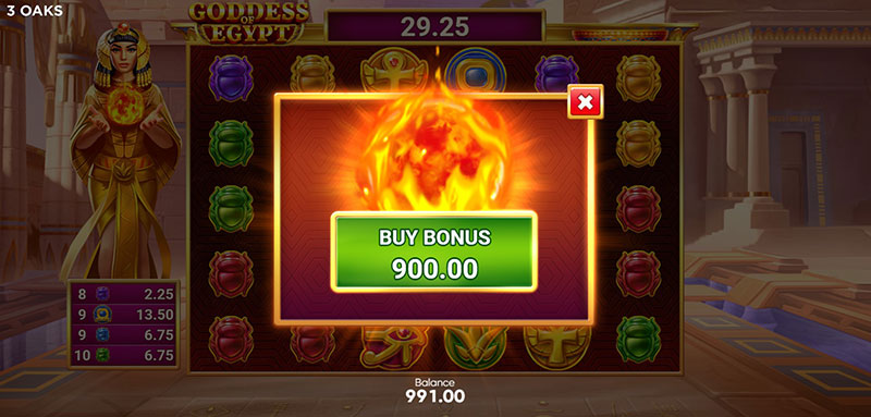 3 Oaks Goddess of Egypt Slot - Buy Bonus