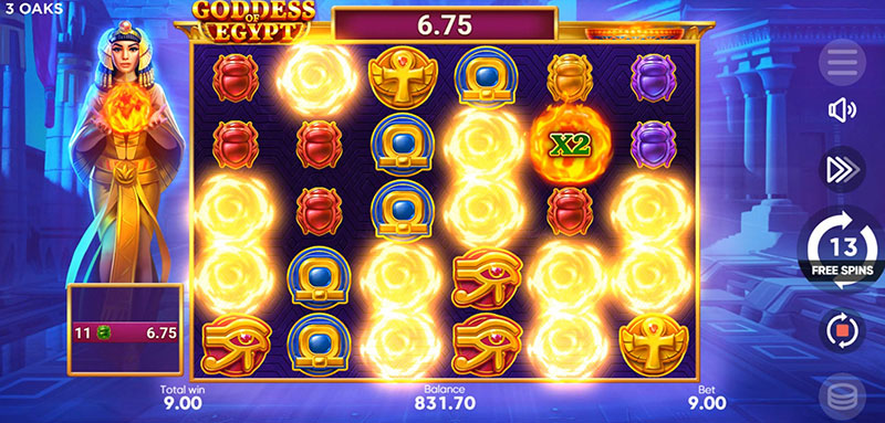 3 Oaks Goddess of Egypt Slot - Multiplier Symbol Increases