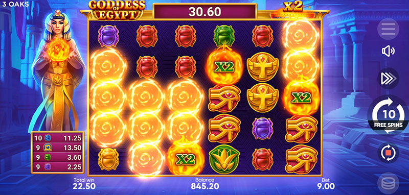 3 Oaks Goddess of Egypt Slot - Total Multiplier Value