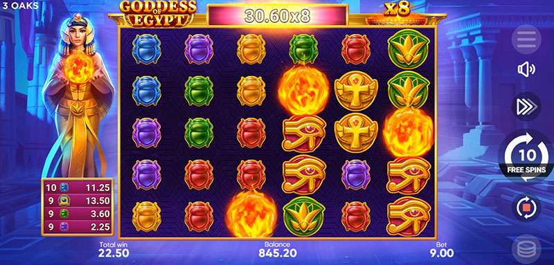 3 Oaks Goddess of Egypt Slot - Total Multiplier Value