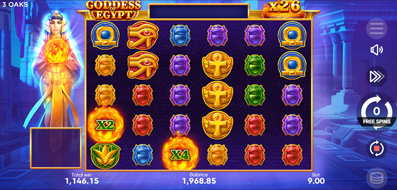 3 Oaks Goddess of Egypt Slot - Total Win Calculated