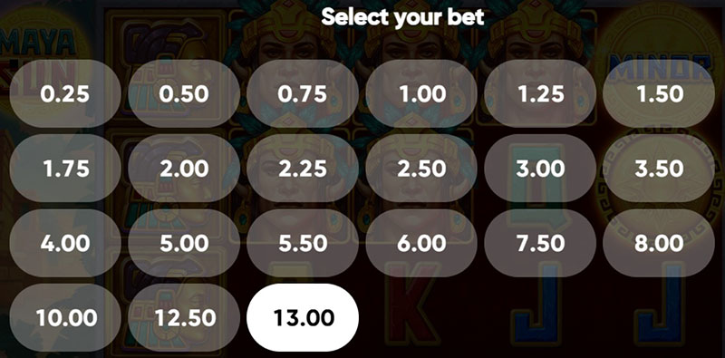 3 Oaks Maya Sun Slot - Betting Option