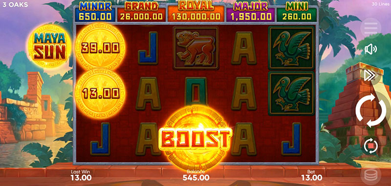 3 Oaks Maya Sun Slot - Boost Symbol