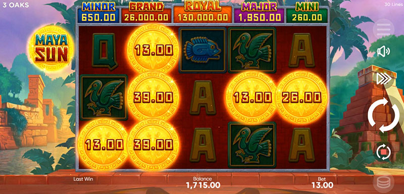 3 Oaks Maya Sun Slot - Mystery Symbol Increases Trigger Bonus Game