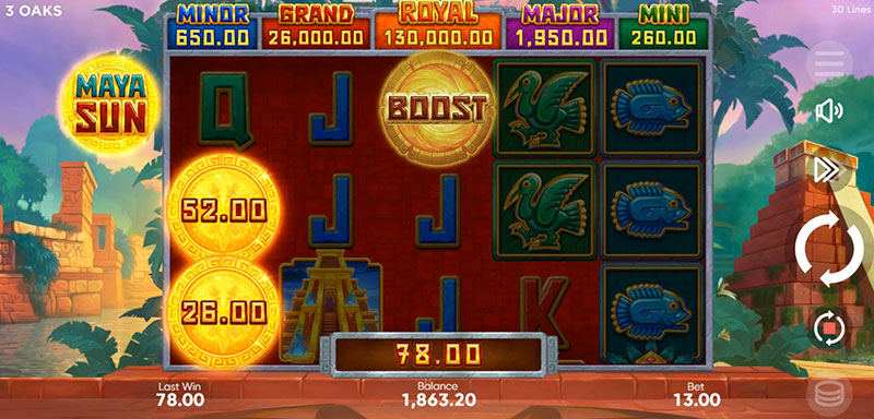 3 Oaks Maya Sun Slot - Boost Feature Winnings