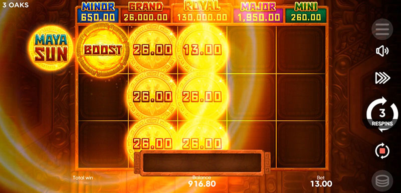 3 Oaks Maya Sun Slot - Trigger Boost Feature