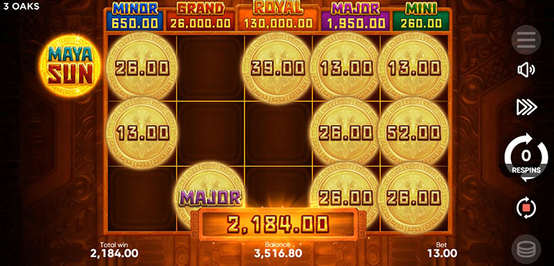 3 Oaks Maya Sun Slot - Total Bonus
