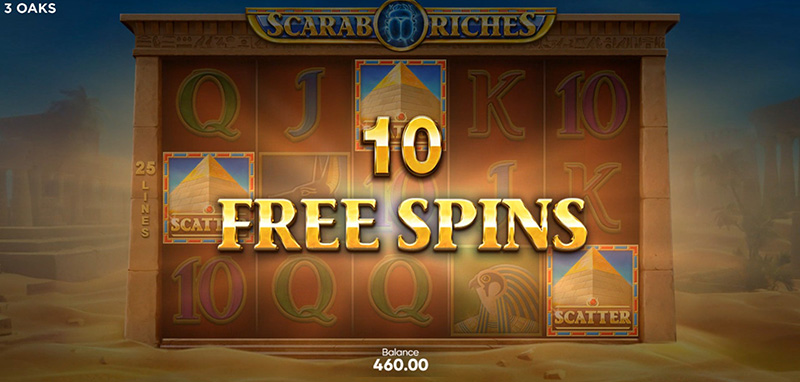 3 Oaks Scarab Riches Slot - 10 Free Spins
