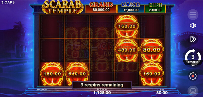 3 Oaks Scarab Temple Slot - Bonus Game 3 Free Respin