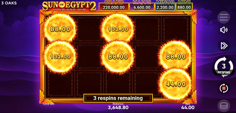 3 Oaks Sun of Egypt 2 Slot - Only Bonus Symbols Appear