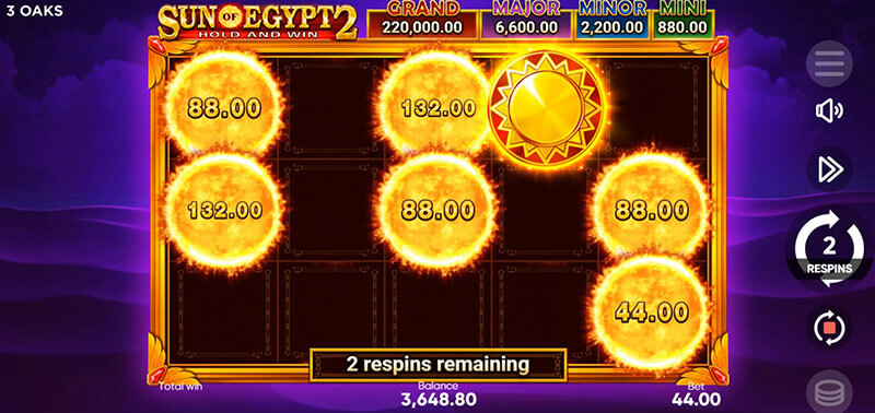 3 Oaks Sun of Egypt 2 Slot - Respin Reset