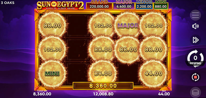 3 Oaks Sun of Egypt 2 Slot - Total Bonus Calculated