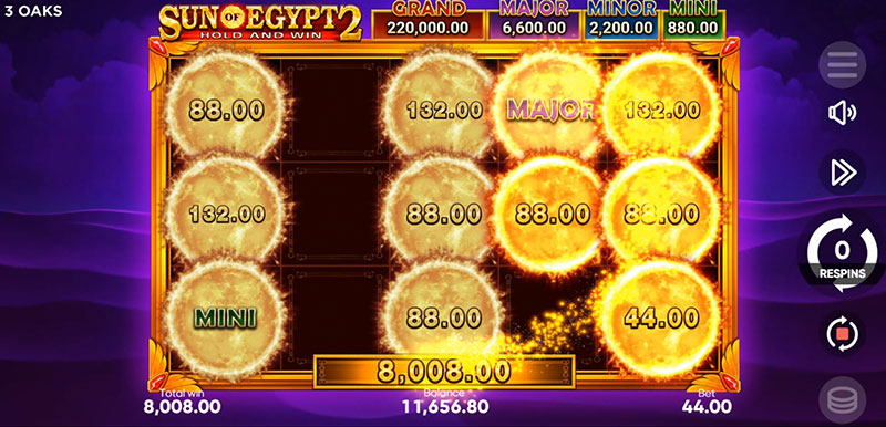 3 Oaks Sun of Egypt 2 Slot - Jackpot Bonus