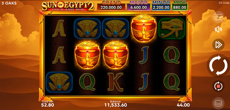 3 Oaks Sun of Egypt 2 Slot - Free Spins Bonus Game