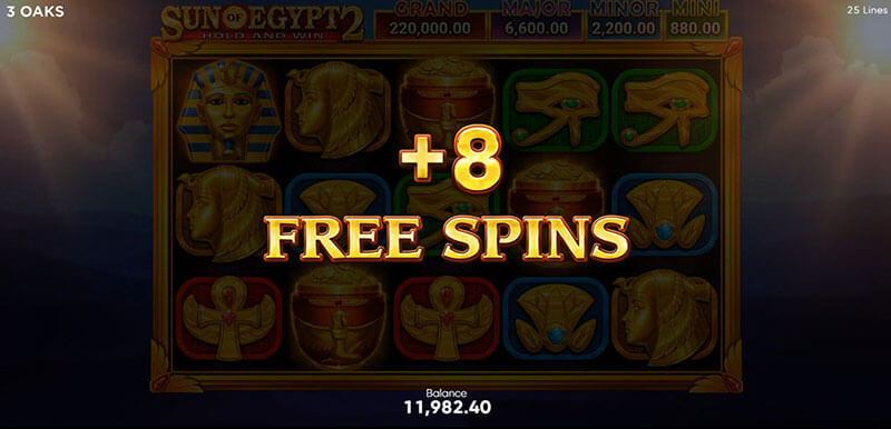 3 Oaks Sun of Egypt 2 Slot - Extra 8 Free Spins