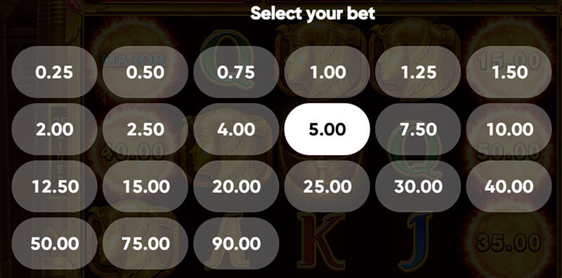 3 Oaks Sun of Egypt Slot - Betting Option