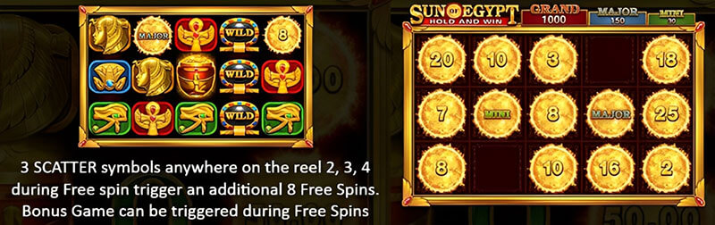 3 Oaks Sun of Egypt Slot - Bonus Features