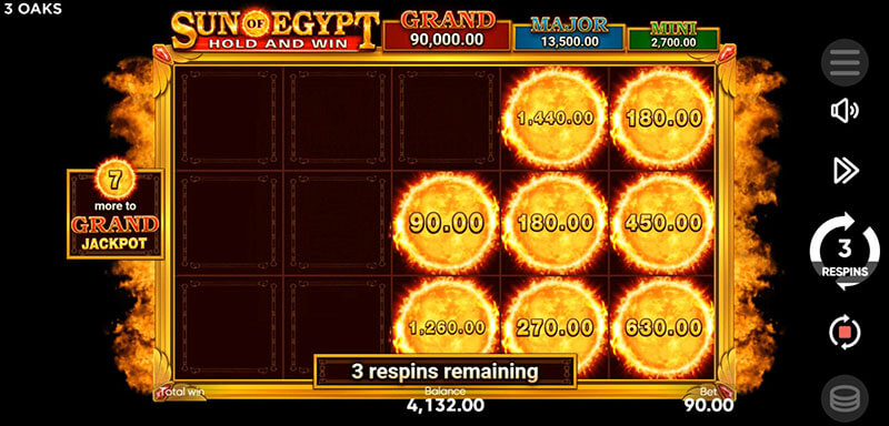 3 Oaks Sun of Egypt Slot - Bonus Symbols Appear
