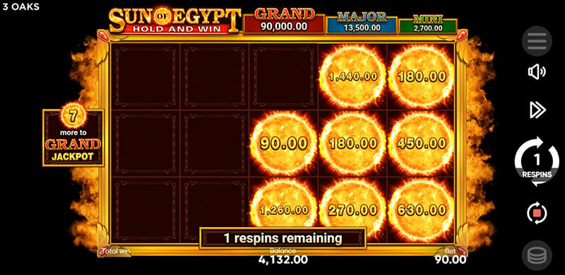 3 Oaks Sun of Egypt Slot - Respin Reset