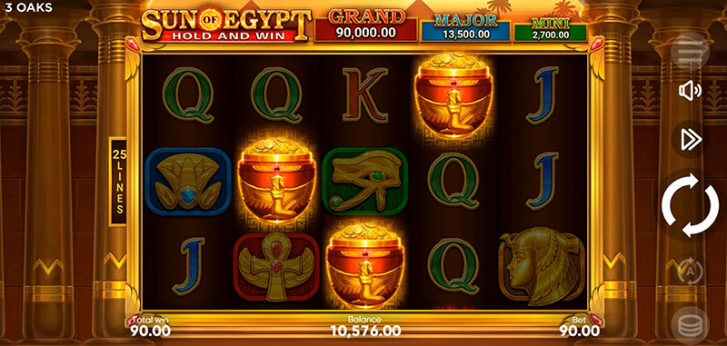 3 Oaks Sun of Egypt Slot - Free Spins Bonus Game