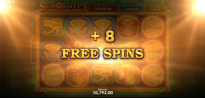 3 Oaks Sun of Egypt Slot - Additional 8 Free Spins