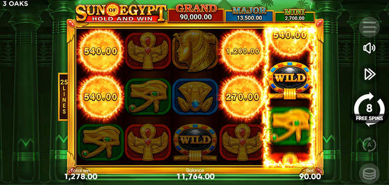 3 Oaks Sun of Egypt Slot - Trigger Bonus Game