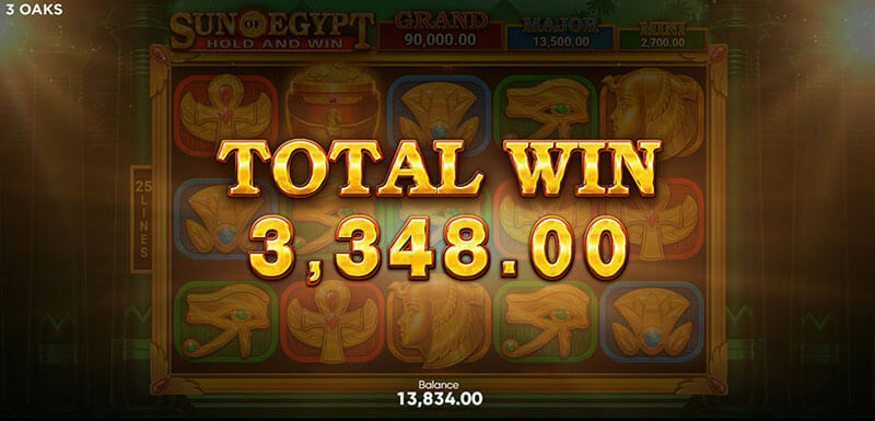 3 Oaks Sun of Egypt Slot - Total Win