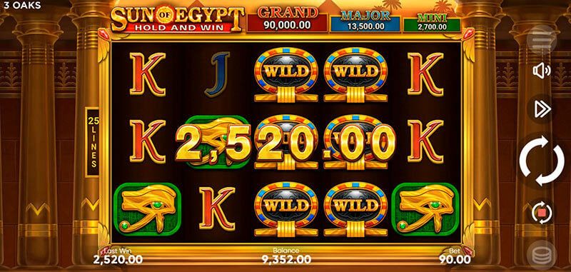 3 Oaks Sun of Egypt Slot - Big Win