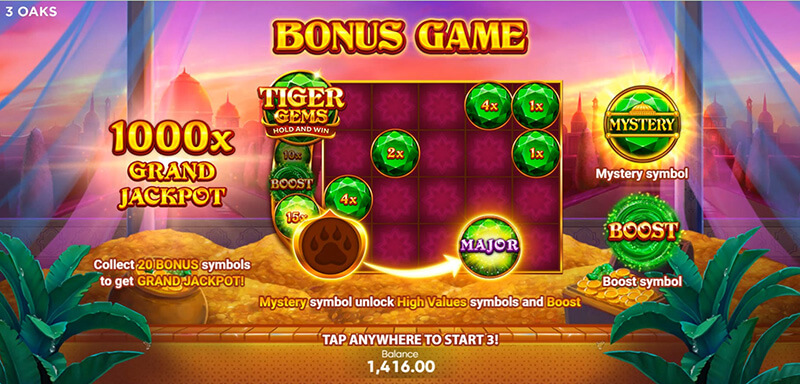 3 Oaks Tiger Gems Slot - Bonus Game