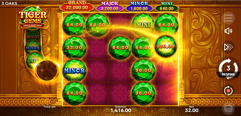 3 Oaks Tiger Gems Slot - Fortune Slide Mystery Symbol
