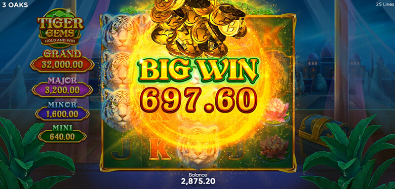 3 Oaks Tiger Gems Slot - Big Win