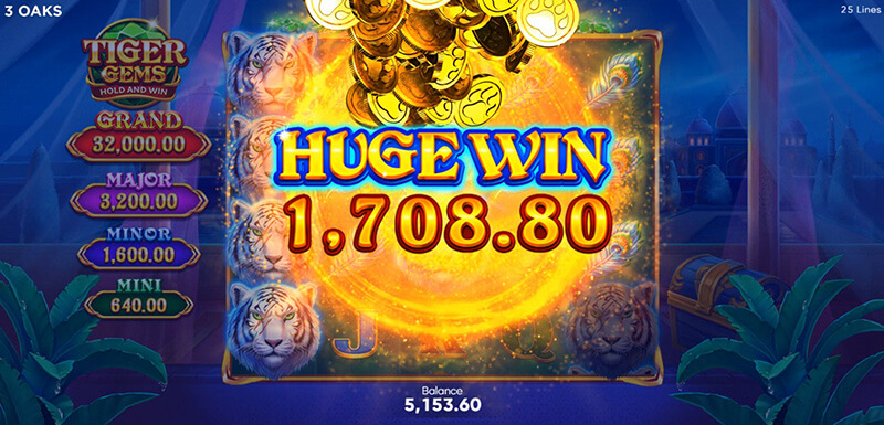 3 Oaks Tiger Gems Slot - Huge Win