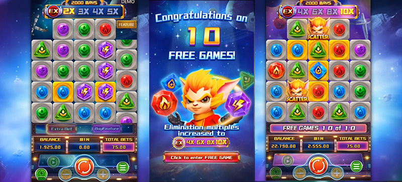 FC Super Elements Slot - 10 Free Spins Game for Extra Bet Game