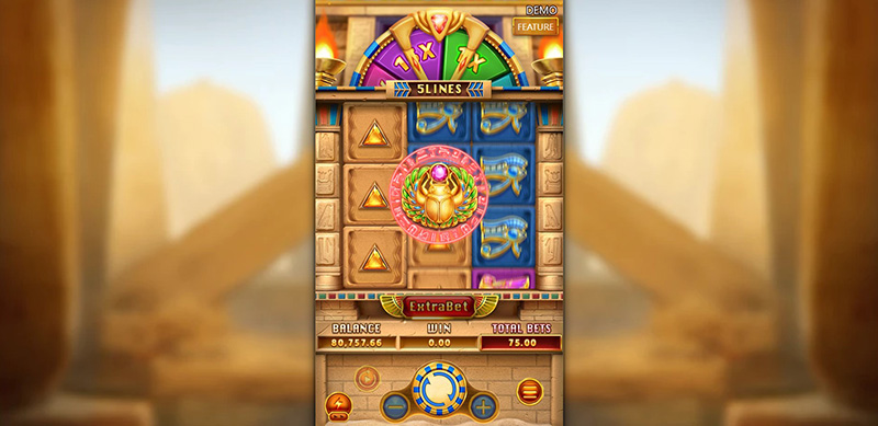 FC Treasure Raiders Slot - Scarab Wild Symbol On The Center Reels